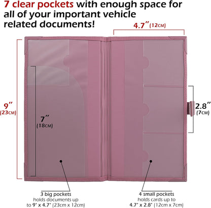 Auto Insurance and Registration Card Holder - Vehicle Glove Box Document Organizer - Car Essential Paperwork Holder for DMV, AAA, Contact Information Cards - Premium PU Leather Wallet Case - Black