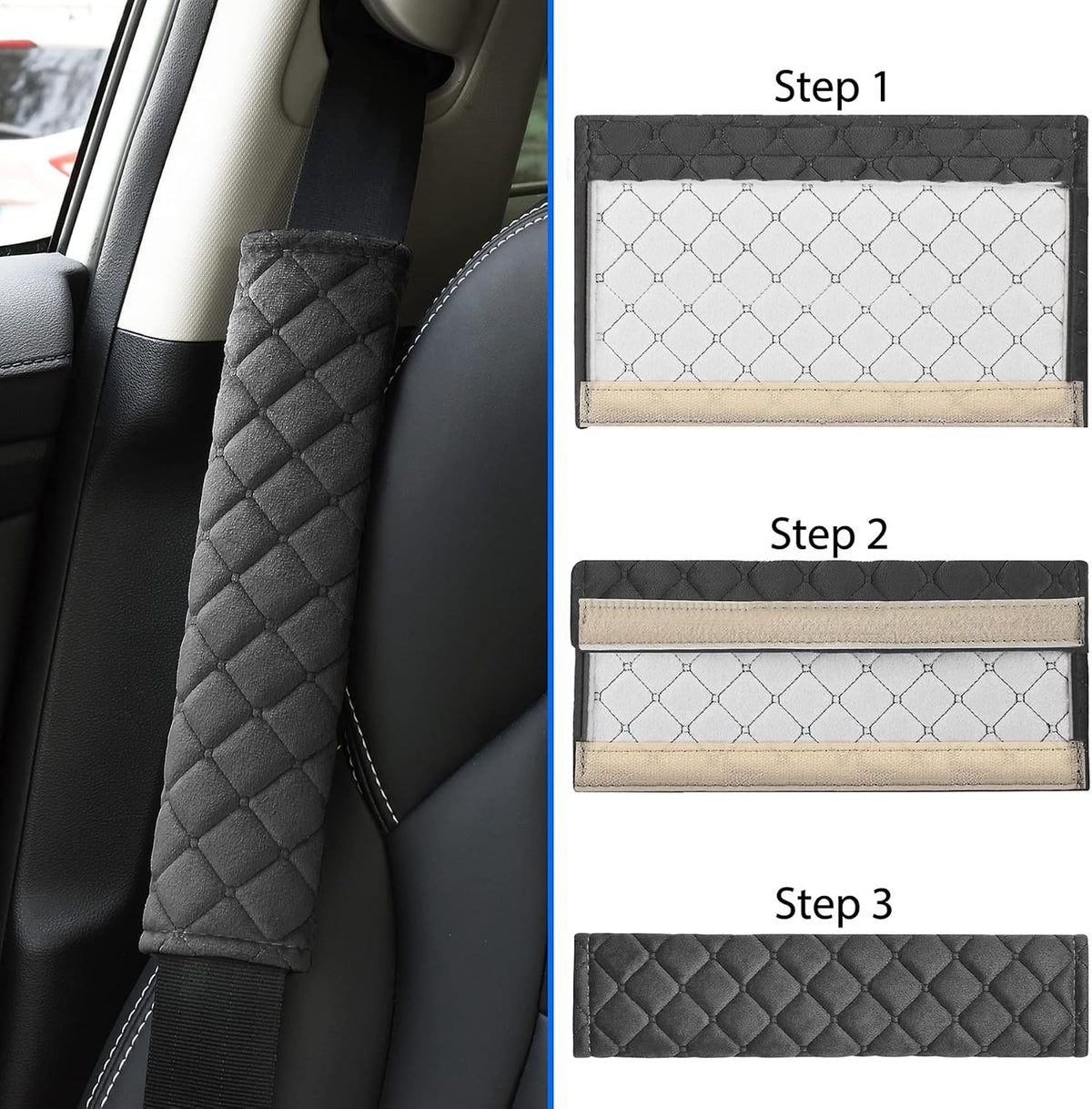 Universal Car Seat Belt Pads Cover,Seat Belt Shoulder Strap Covers Harness Pad for Car/Bag,Soft Comfort Helps Protect You Neck and Shoulder from The Seat Belt Rubbing(2-Pack)