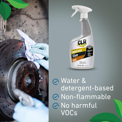 CLR Brands Automotive Grease, Tar & Oil Remover, 22 oz. Spray Bottle, Non-Abrasive, Dissolves Grease, Blasts Tar, Zaps Oil from Garage Floors and Machinery