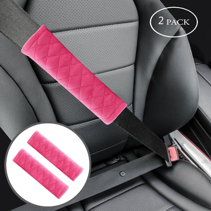 Amooca Soft Auto Seat Belt Cover Seatbelt Shoulder Pad 2 PCS for a More Comfortable Driving Compatible with All Cars and Backpack Black