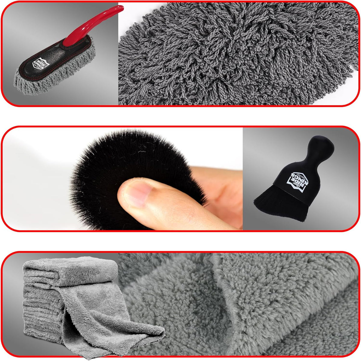 Car Detailing Kit - 3 Packs: Car Duster, Interior Cleaning Brush, Microfiber Towels | Detail Tools