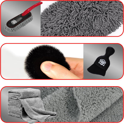 Car Detailing Kit - 3 Packs: Car Duster, Interior Cleaning Brush, Microfiber Towels | Detail Tools