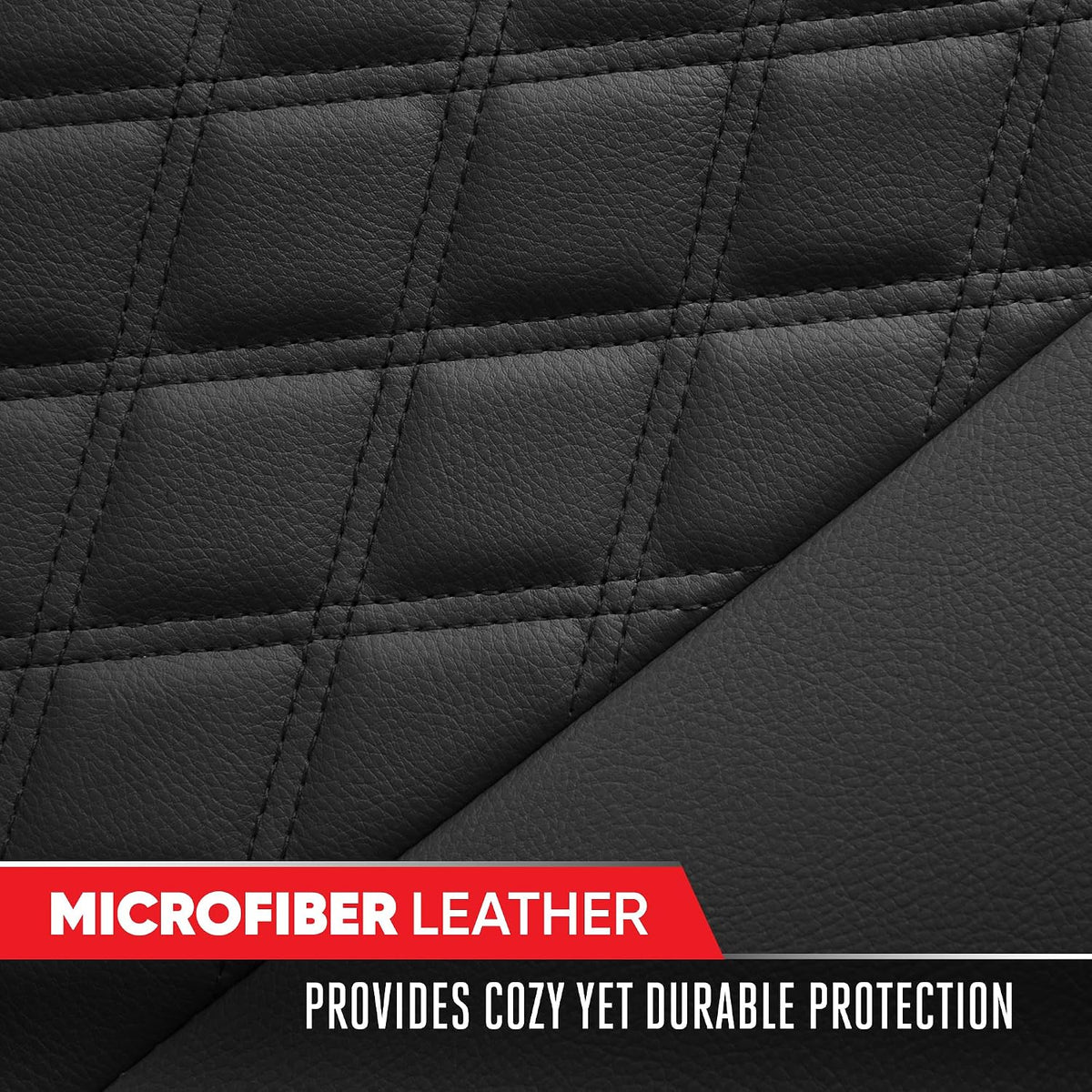 Motor Trend Seat Covers for Cars Trucks SUV, Faux Leather 2-Pack Black Padded with Storage Pockets, Premium Interior Car Seat Cover
