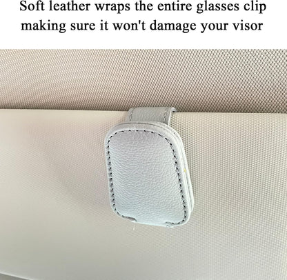 KIWEN Sunglasses Holders for Car Visor, Magnetic Leather Glasses Eyeglass Clip for Car, Ticket Card Clip Sunglasses Mount, Car Visor Accessories Gadgets (1, Black)