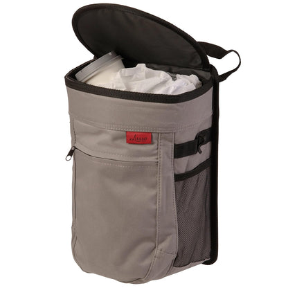 Lusso Gear Spill-Proof Car Trash Can - Easy to Clean Hanging Garbage Bin - Leak-Proof Lid, Removable Liner, Waterproof - Keeps Truck, SUV, Car, Minivan Clean & Odor Free - 2.5 Gallon Tan Car Trash Can
