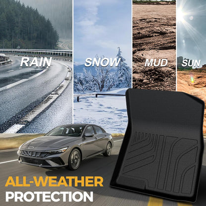 Floor Mats for Hyundai Elantra Gas 2021-2026, All Weather Floor Mats Trunk Cargo Liner and Door Sill Guards Accessories, Full Coverage Set (Not fit Hybrid Models)