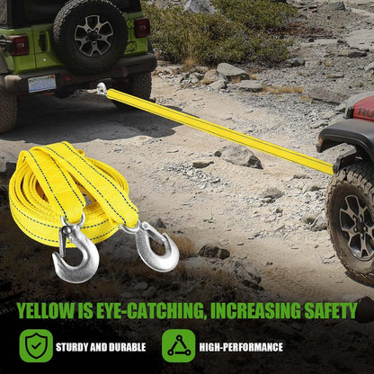 Tow Strap with Hooks Heavy Duty Car Vehicle Emergency Recovery Rope Boat Trailer Winch Strap 13'x1.8 Max 10,000lbs Capacity for Towing Vehicles Jet Ski ATV Pontoon Wave Runner Accessories