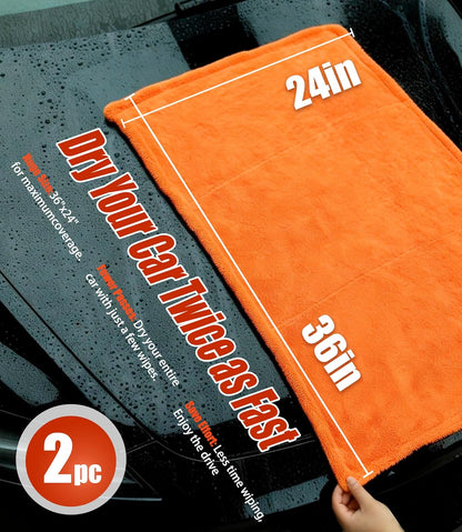 2-Pack Car Drying Towels 24x36 Inch 1300GSM, Twisted Loop Microfiber Cloth for Auto Detailing - Super Absorbent, Lint-Free & Streak-Free for SUV, Truck & Window (Gray-Green)