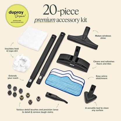 Dupray Neat Steam Cleaner with 17-Piece Kit - Powerful, Chemical-Free Cleaning for Floors, Cars, Tiles, Upholstery, Kitchen, Bathroom Grout, Carpets & More - Kills up to 99.9% of Bacteria & Viruses *