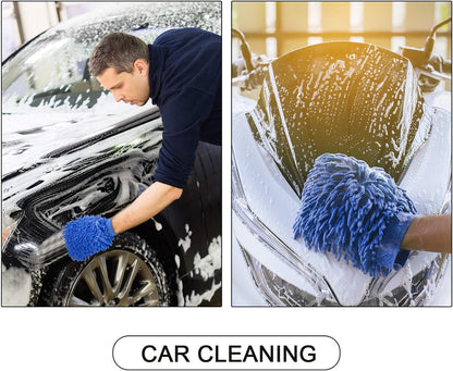 BBTO 5 Pieces Car Wash Mitts Microfiber Chenille Scratch Free Car Wash Gloves Absorbent Double Sided Drying Mitts Microfiber Swirl Free Clean Brush Truck SUV Motorcycles Home Dusting 10.24'' x 6.69''