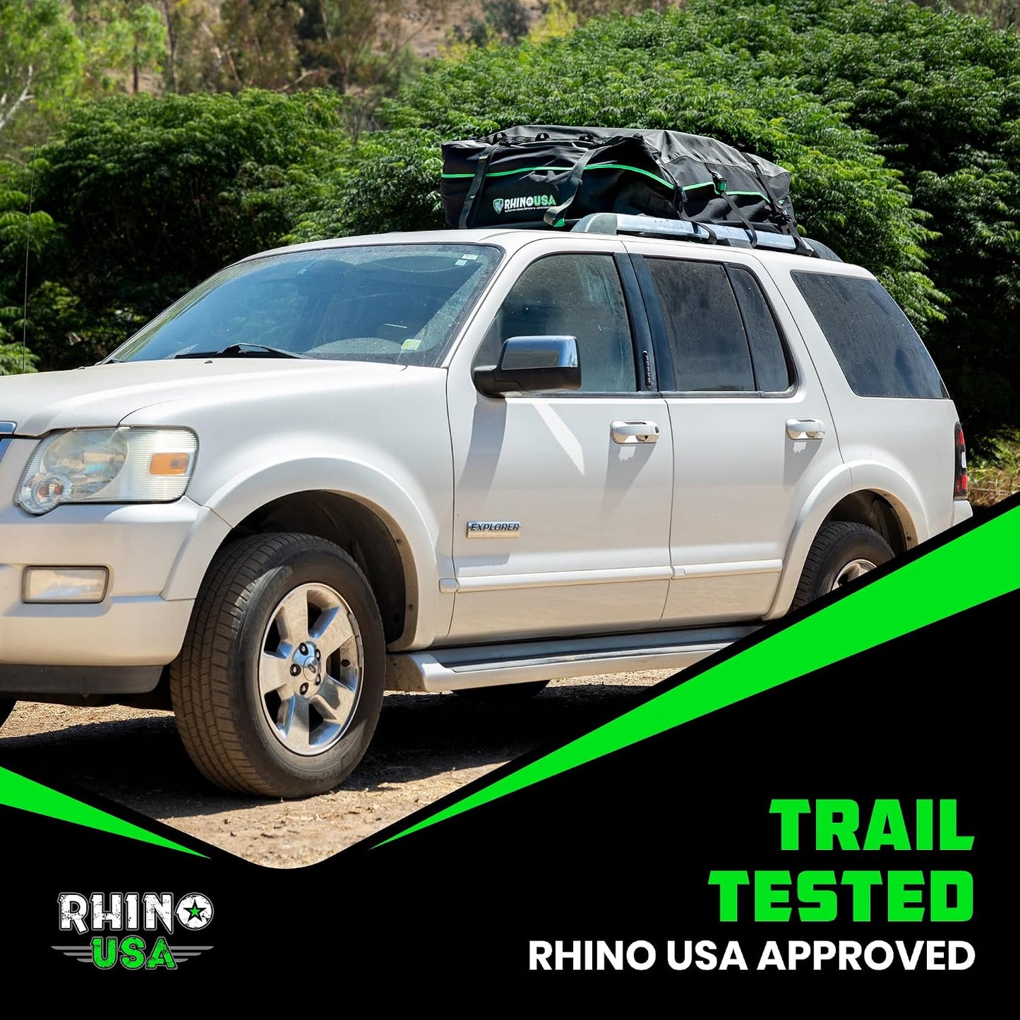 Rhino USA Rooftop Cargo Carrier for Car Storage (17.7 Cubic Feet) Heavy Duty Waterproof Roof Top Bag with Industrial Grade Zippers - Used for All Vehicle with/Without Rack Carriers - Lock Included
