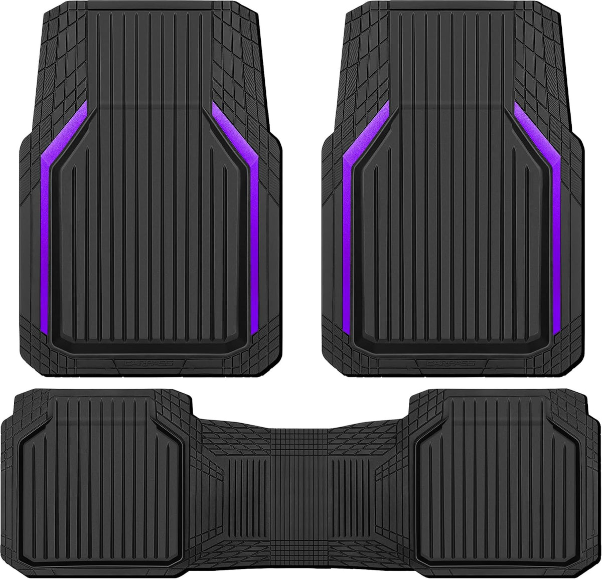 CAR PASS Heavy Duty Rubber Floor Mats for Car, Waterproof Liner Deep Dish Car Mats Full Sets, Universal Trim to Fit for SUV Truck Sedans Vans, All Weather Automotive Floor Mats 3pcs, Solid Black