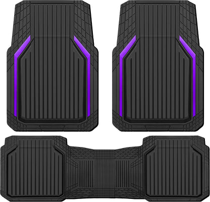 CAR PASS Heavy Duty Rubber Floor Mats for Car, Waterproof Liner Deep Dish Car Mats Full Sets, Universal Trim to Fit for SUV Truck Sedans Vans, All Weather Automotive Floor Mats 3pcs, Solid Black