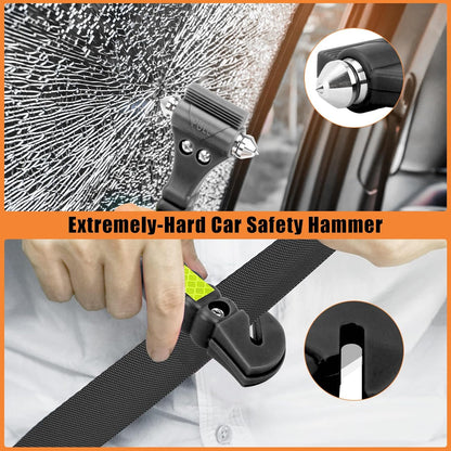 Car Safety Hammer, 2PCS Black 3-in-1 Emergency Escape Tool with Window Breaker and Seat Belt Cutter, Safety Emergency Car Escape Tool for Car, Office, Home