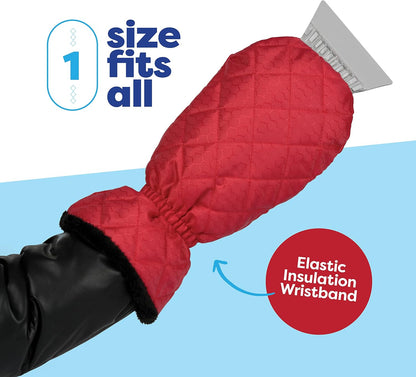 SCRUBIT Ice Scraper with Glove - Car Windshield Scraper for Ice and Snow w/Fleece Mitt - Quickly Scrape and Remove Snow While Staying Warm - Waterproof & Windproof - Car Scraper Snow Brush (Black)