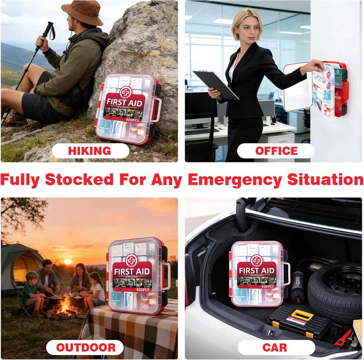 Gevoke Professional First Aid Kit - 310 Piece HardCase Medical Kit for Home, Car, Camping, Travel, Hiking, Truck, Office, Sports, Vehicle & Outdoor Emergencies