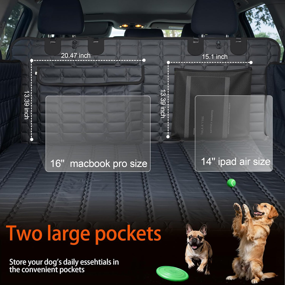 Reliadura SUV Cargo Liner for Dogs, Waterproof Dog Trunk Cover with Bumper Flap Protector, Pet Cargo Mat for SUVs Sedans Vans, Non-Slip Scratchproof Dog Seat Cover, Large Size Universal Fit