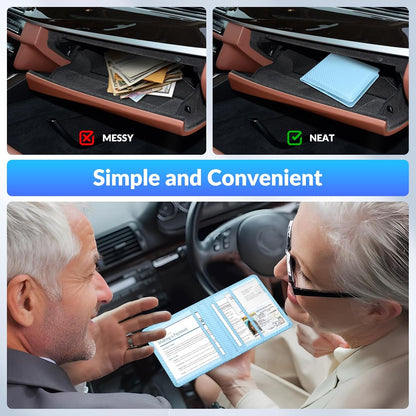 Car Registration and Insurance Card Holder，Vehicle Glove Box Car Organizer，Accessories Case for Storing Driving Licences, Cards, Documents