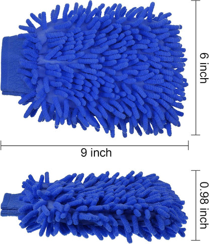 BBTO 5 Pieces Car Wash Mitts Microfiber Chenille Scratch Free Car Wash Gloves Absorbent Double Sided Drying Mitts Microfiber Swirl Free Clean Brush Truck SUV Motorcycles Home Dusting 10.24'' x 6.69''
