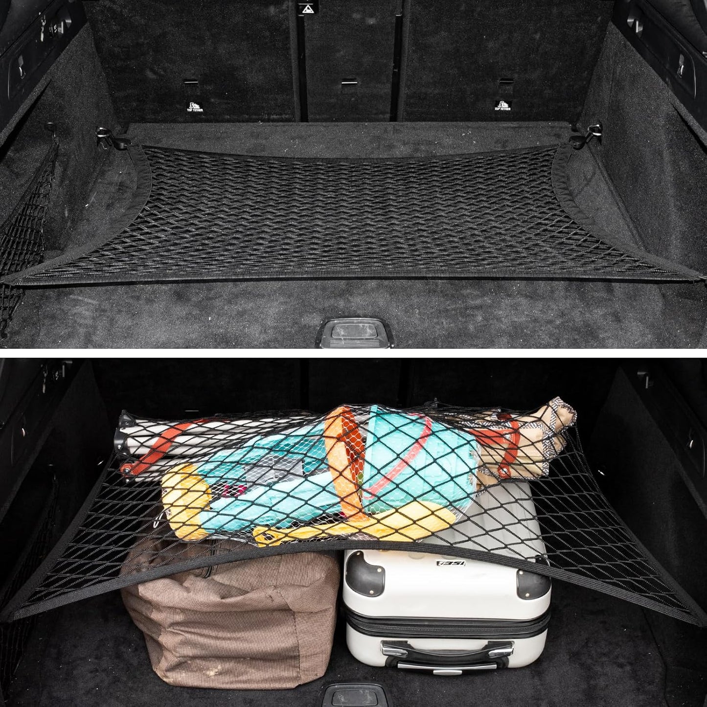 Elastic Cargo Net for SUV, Car Trunk Net Organizer with ABS Hook Storage Mesh Cargo Nets 27.5 x 19.6 inches for Truck Bed Tailgate Netting Accessories