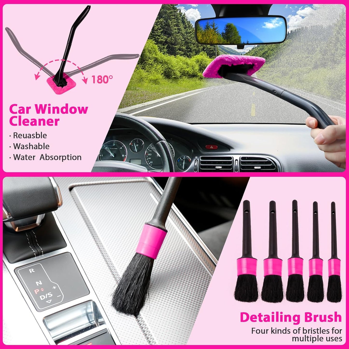 THINKWORK Car Wash Kit, Car Detailing Kit with Foam Gun, Car Wash Brush Mop and Large Folding Bucket Suitable for Car Cleaning, Blue Car Wash Set Gift for Men and Women