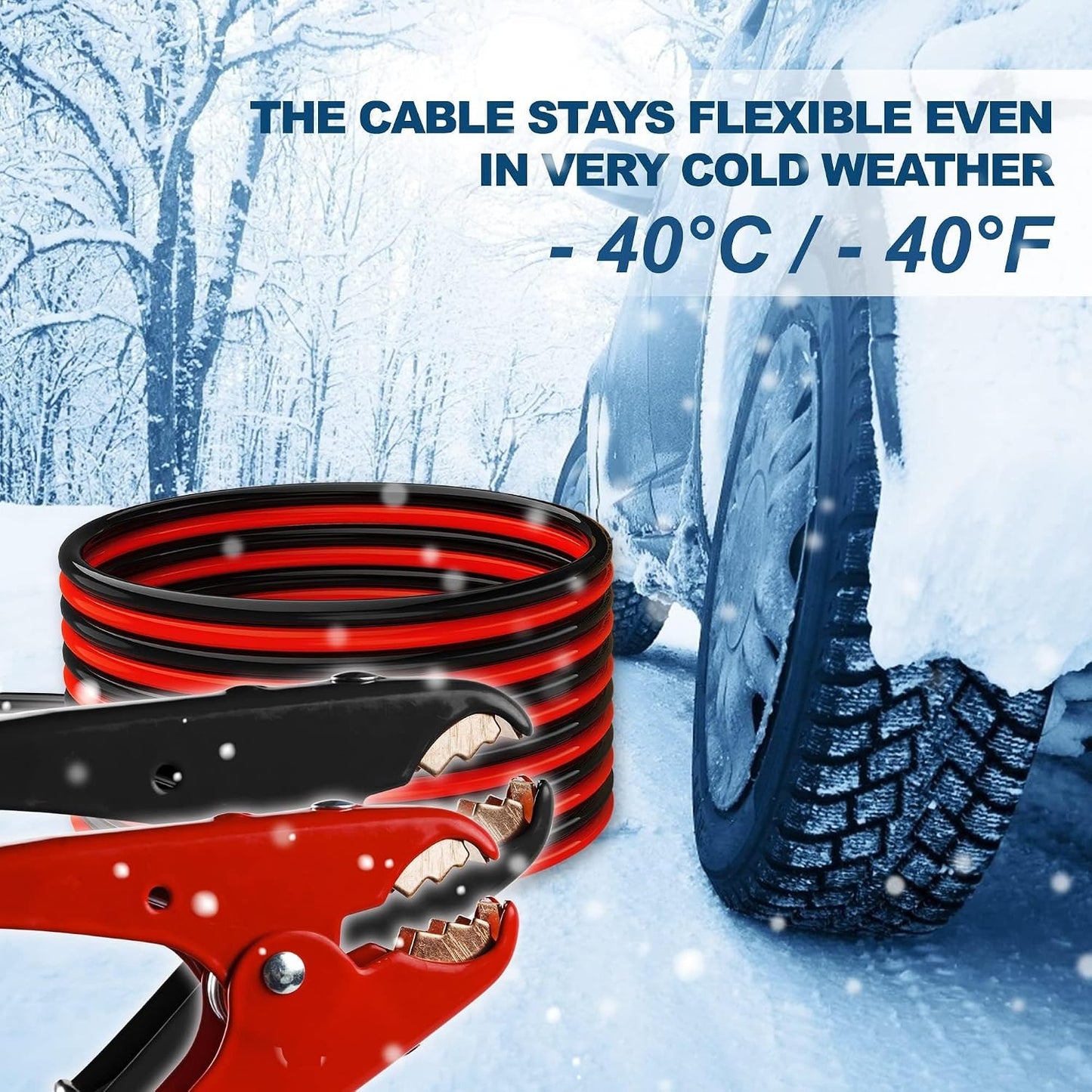 Jumper Cables for Car,8 Gauge 12 Feet Heavy Duty Booster Cable,Quick Connect Automotive Wires with Alligator Clamps,Carrying Bag for Cars Trucks