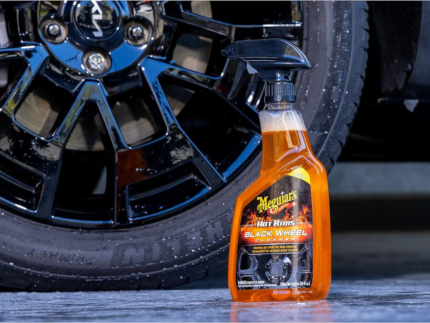 Meguiar's Hot Rims Aluminum Wheel Cleaner, Deep Foaming Rim Cleaner Spray Formulated to Effectively Clean Uncoated Polished Aluminum, Anodized, and Powder-Coated Wheels, 24 Oz