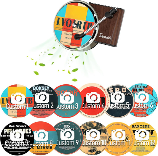 Maicican 12PCS Customizable Car Air Freshener Vent Clip, Pop Singer Album Cover Record Player Shape, Music Lover Gifts. (Fashion)