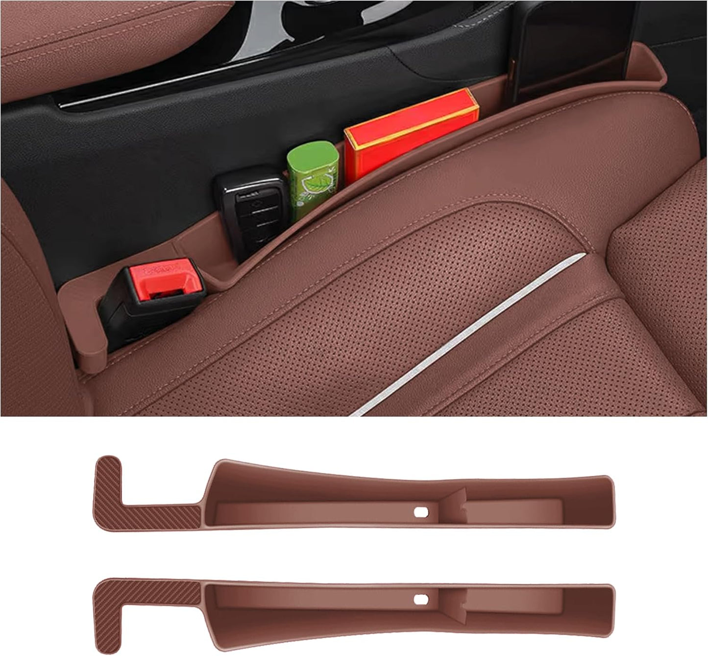 2PCS Car Seat Gap Filler, Automotive Seat Organizer Fill The Gap Between Seat and Console, Universal Car Storage Box Inserts Fill The Gap Between Seat &Console for Coins Wallets Keys (Black)