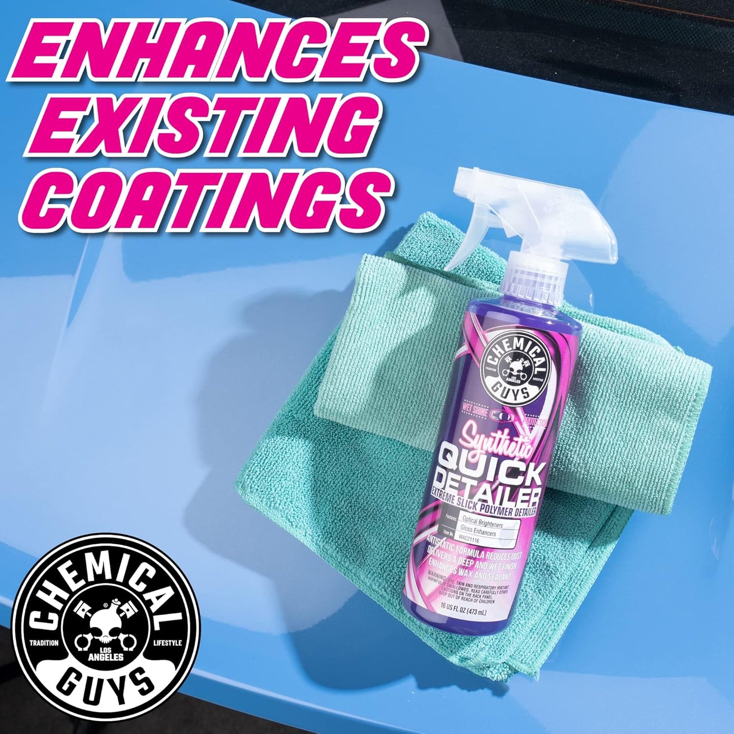 Chemical Guys WAC2111602 Synthetic Quick Detailer, Extreme Slick Polymer Detailer, Great for Cars, Trucks, SUVs, Motorcycles, RVs & More, 16 fl oz (2 Pack)