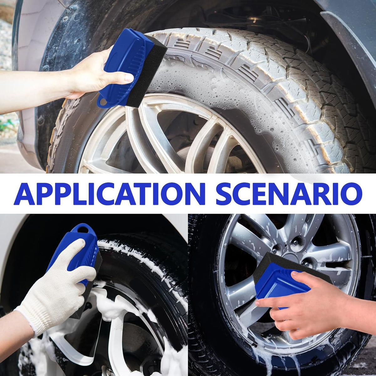 2PCS Tire Dressing Applicator, Car Tire Applicator Dressing Shine Sponge, Reusable Tire Dressing Applicator Pads with Lid, Wheel Applicator Foam for Car Detailing Cleaning (Gray)