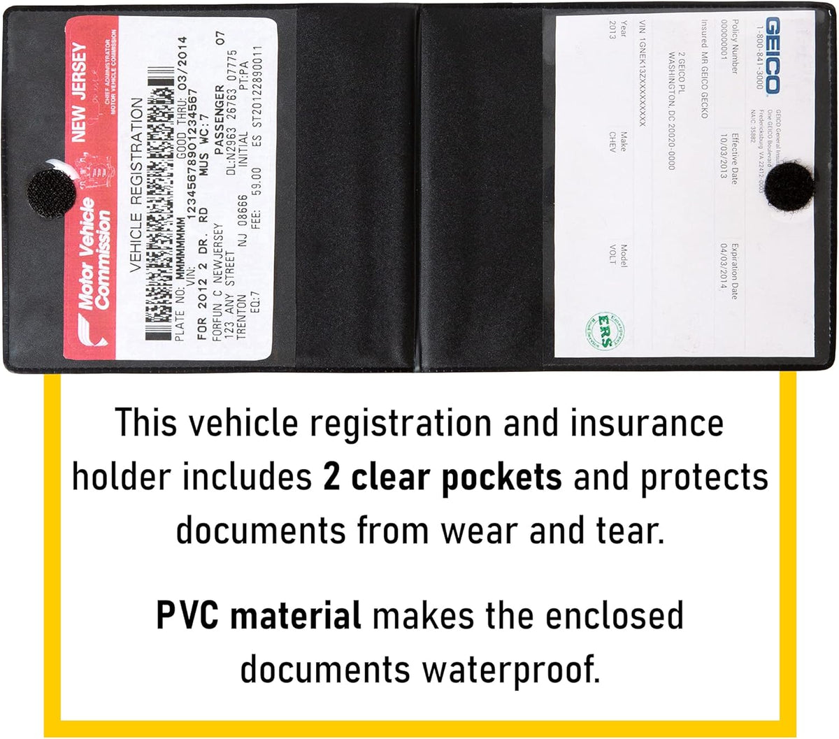 CANOPUS Car Registration and Insurance Holder, Car Document Holder, Vehicle Registration and Insurance Card Holder, Wallet for Auto, Trailer, Motorcycle, Truck, Vehicle Paperwork Organizer (2 Pack)