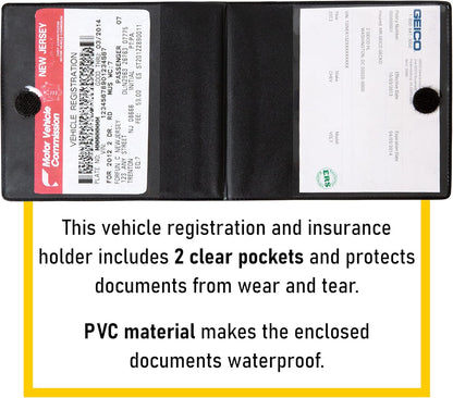 CANOPUS Car Registration and Insurance Holder, Car Document Holder, Vehicle Registration and Insurance Card Holder, Wallet for Auto, Trailer, Motorcycle, Truck, Vehicle Paperwork Organizer (2 Pack)