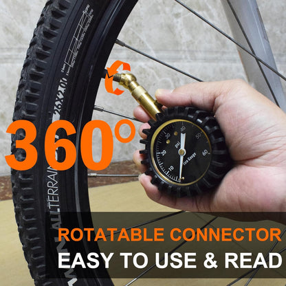 Tire Pressure Gauge,60 PSI Tire Gauges for Tire Pressure 2" Glowing Dial Air Pressure Gauge for Tires,Car Gifts Car Stuff for Men,Car Guys.