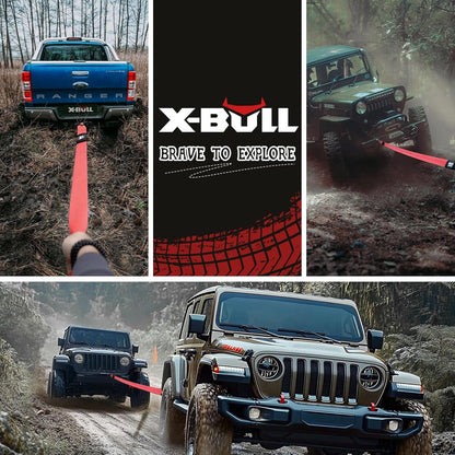 X-BULL Tow Strap (2 in x 20 Ft) with Forged Steel Hooks Lab Tested 10,321lbs Break Strength Emergency Heavy Duty Capacity Tow Strap for Car Truck Jeep SUV Not for Off-Road Recoveries（Red）