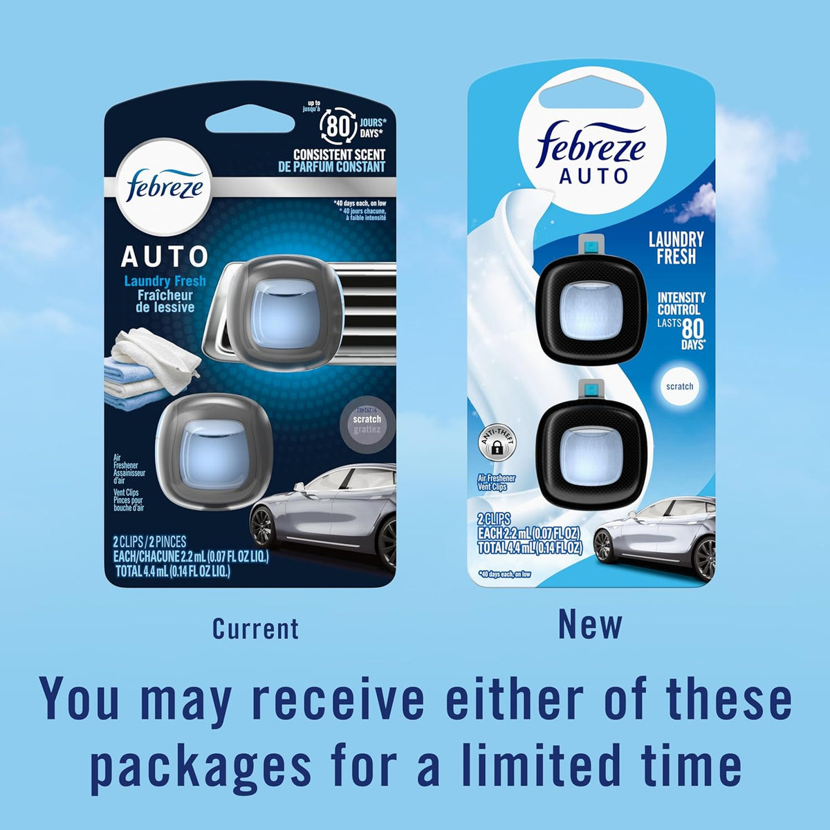 Febreze Car Vent Clips Air Freshener Smoke Odor Eliminator, Citrus Scent 2 Pack