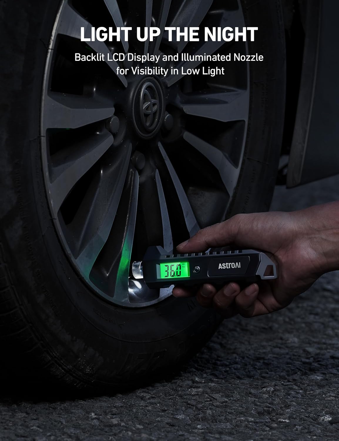 AstroAI Heavy Duty Digital Tire Pressure Gauge 0-230 PSI Calibrated to ANSI B40.7 Grade 2A (0.5%) with Backlit LCD & Flashlight, Stainless Steel for Truck RV Car Motorcycle Bike