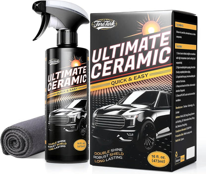 Real Ceramic Coating for Cars Polish (16 Fl Oz), Unmatched Shine Car Wax Coating Spray, No Pungent Smell, Quick Detailer Spray Wax, Lasts 50+ Washes Car Paint Sealant, Truck Accessories