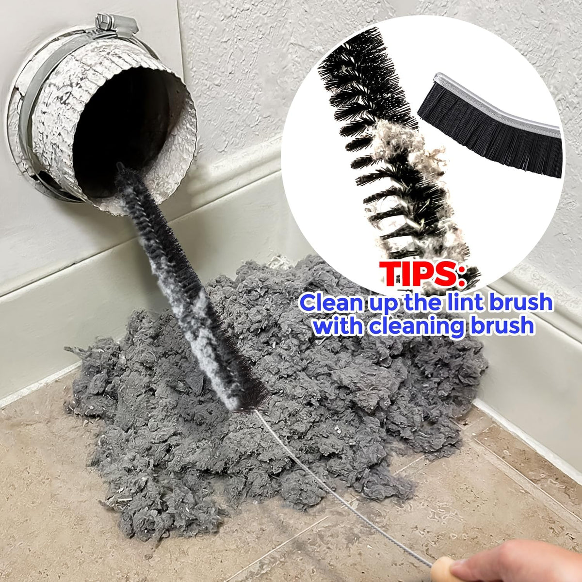 Holikme 3 Pcs Dryer Vent Cleaner Kit, 304 Stainless Steel Replacement Lint Brush for Clothes Dryer Vent Trap, Cleaning Brush & Flexible Crevice Tool