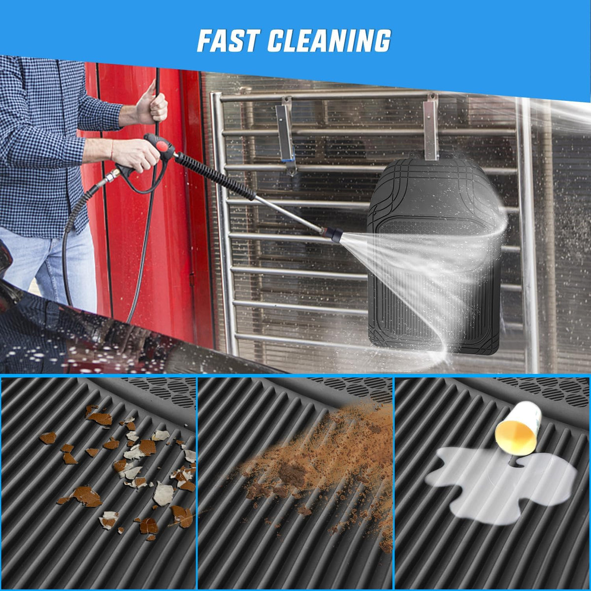 Nilight Rubber Cargo Mats for Cars Trucks SUVs,Universal Trim to fit for Most Vehicles,All Weather Protection Heavy Duty Cargo Liners
