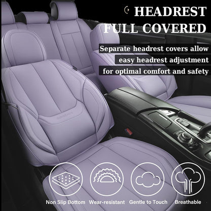 Coverado Seat Covers Full Set, Black Seat Covers for Cars 5 Seats, Car Seat Protector, Waterproof Nappa Leather Car Seat Cushion, Front and Rear Car Seat Cover Fit for Most Sedans SUV Pick-up Truck - Colors A