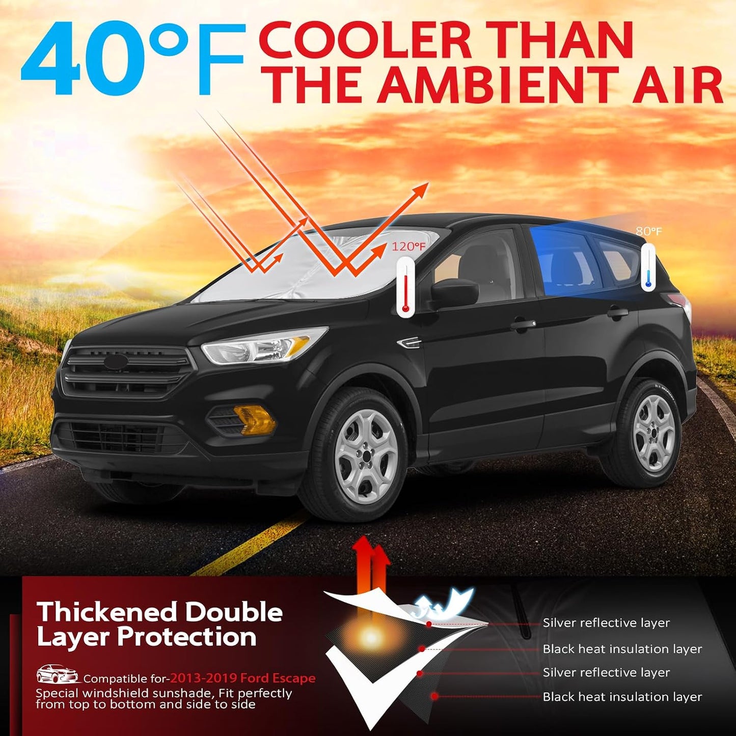 KAYZT Windshield Sun Shade for 2019-2025 2026 Chevy Silverado 1500 /GMC Sierra 1500 2500HD 3500HD Foldable Sunshade Front Window Custom Fit Car Accessories - Colors A