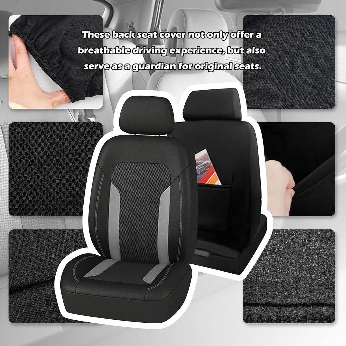 2 Pack Universal Car Seat Cover with Breathable Mesh Backrest,Comfortable Car Seat Protector with Foam Padding and Retaining Buckle,Highly Elastic Car Seat Covers Full Set (Pink)