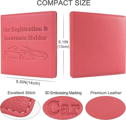 Car Registration and Insurance Holder, Premium PU Leather Vehicle Glove Box Car Organizer Men Women Wallet Accessories Case for ID, Driver's License - Blue