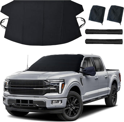 EcoNour Windshield Cover for Ice and Snow - Universal Fit for Car, SUV, Truck, Heavy Duty 600D Oxford Fabric Frost Protector for Ice & Sleet, Includes Anti-Theft Straps, Medium (69"x42")