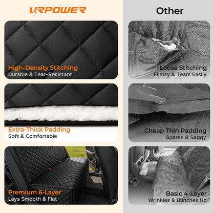 URPOWER Dog Car Seat Cover for Back Seat - Waterproof Non-Slip Car Seat Protector for Dogs Pet, Scratchproof Back Bench Seat Covers for Mid-Size Cars, Mid-Size SUVs, Black