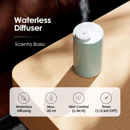 Airversa Waterless Diffuser for Essential Oil, Car Diffsuer, Battery Operated Nebulizer, 0.7 Fl Oz/ 20mL, Mini Scent Air Machine, 3 Timers & 3 Mist Levels for Home, Room, Car, Office - AN6 Black