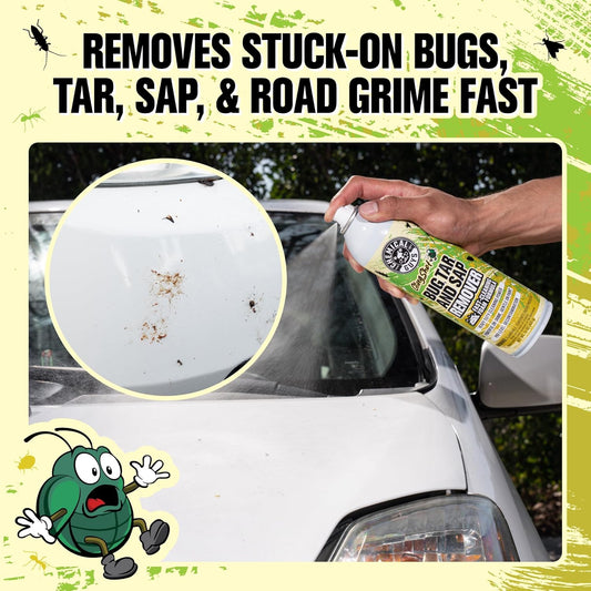 Chemical Guys Bug, Sap & Tar Remover, Fast Acting Pre Wash Cleaner for Cars, Trucks & SUVs, Removes Stuck On Residue, Road Film, Bug Splatter, Tree Sap, Grime, Spray, 2 Pack - 15 Fl Oz Each