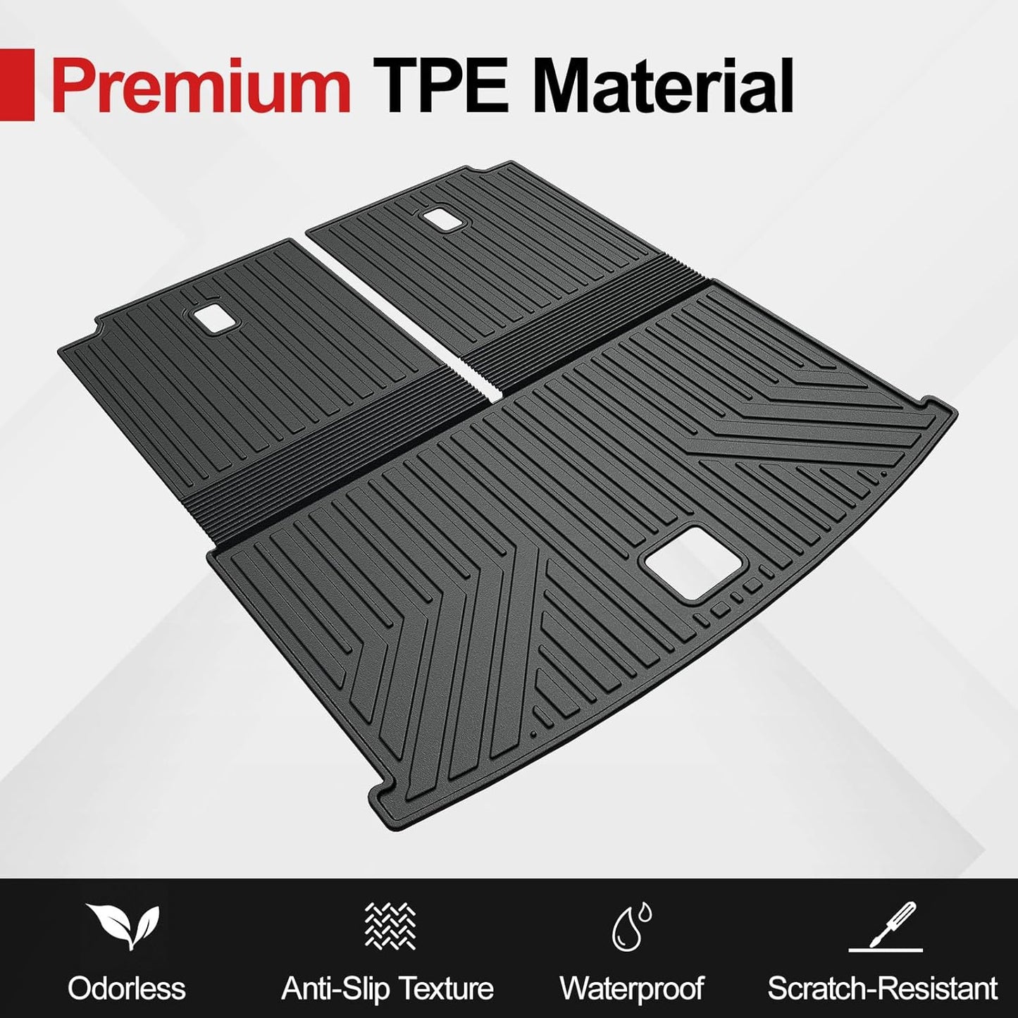Floor Mats for 2018-2025 2026 Volkswagen Atlas 7 Passenger Bench Seating (Not for Cross Sport), All Weather TPE Durable Cargo Mat with Backrest Mats for VW Atlas Accessories
