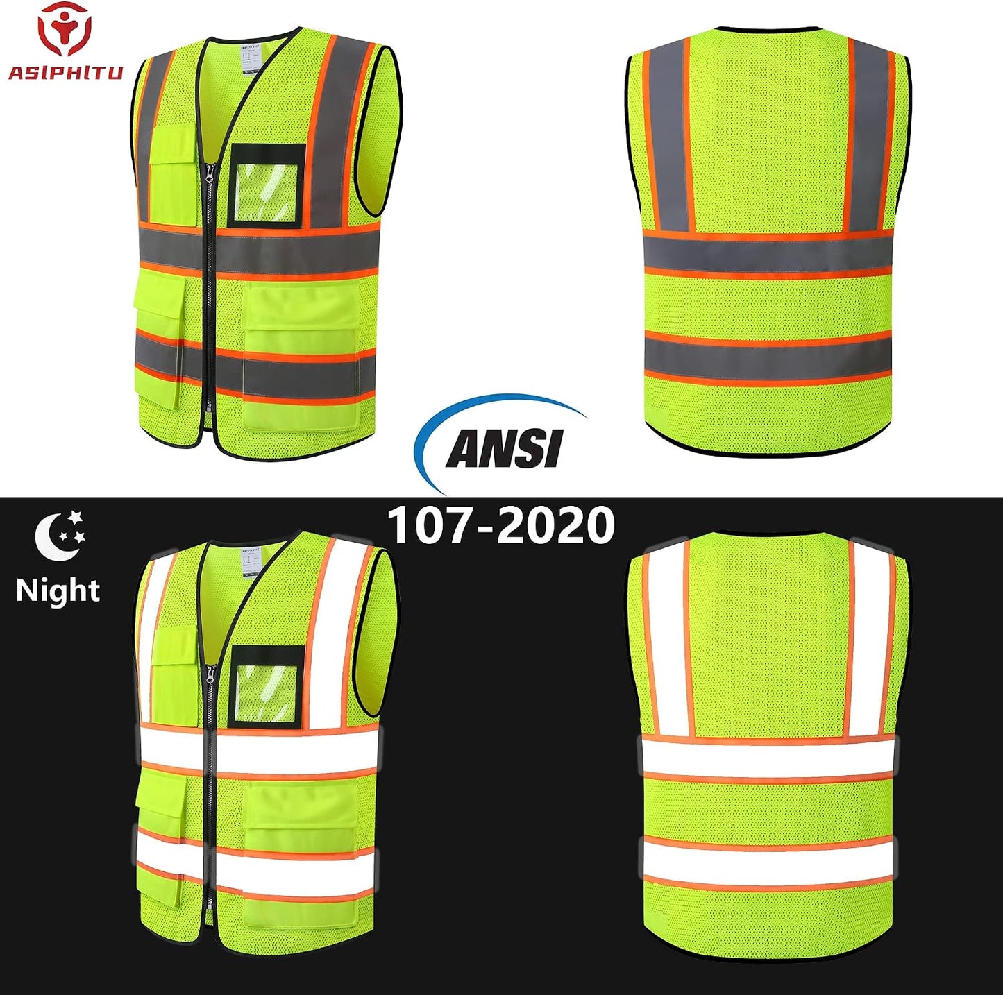Reflective Safety Vest for Men Women Construction Vest Meet ANSI/ISEA Standard